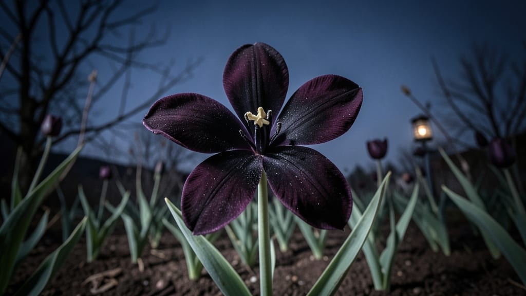 Queen of Night Tulip with Striking Purple-Black Blooms