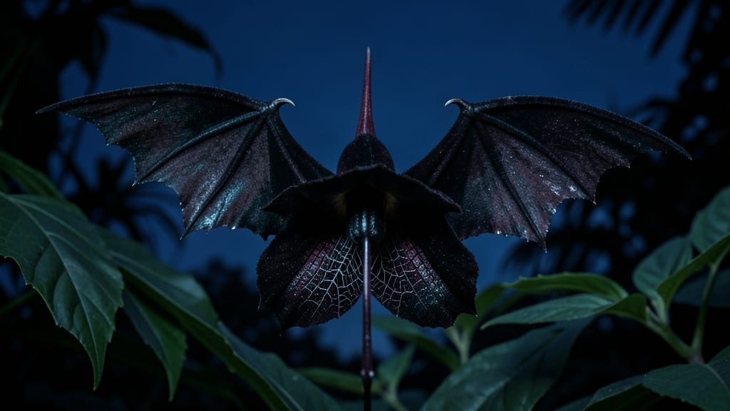 Black Bat Flower with Exotic Moonlit Appearance