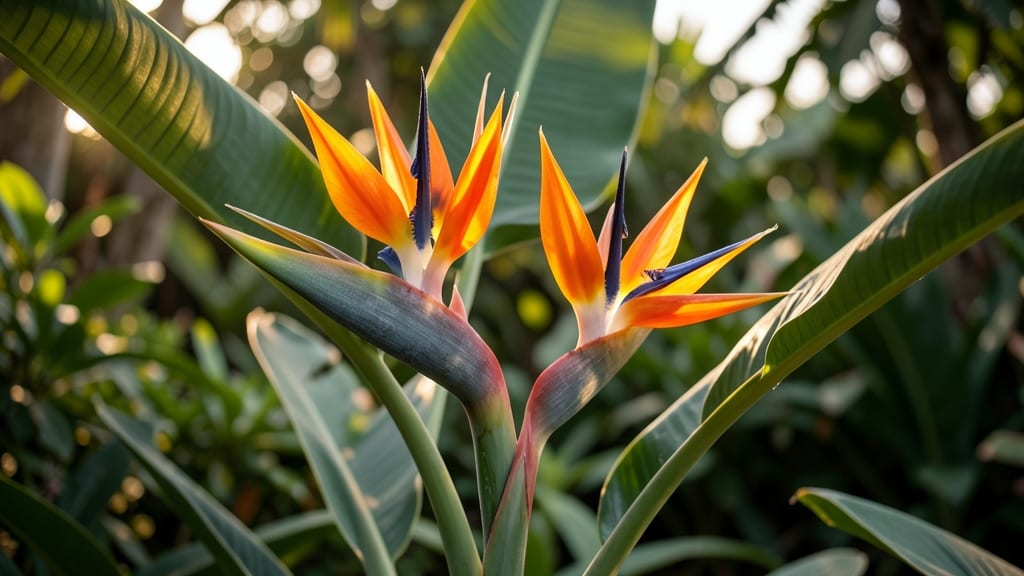 Bird of Paradise with Dramatic Orange and Blue Flowers
