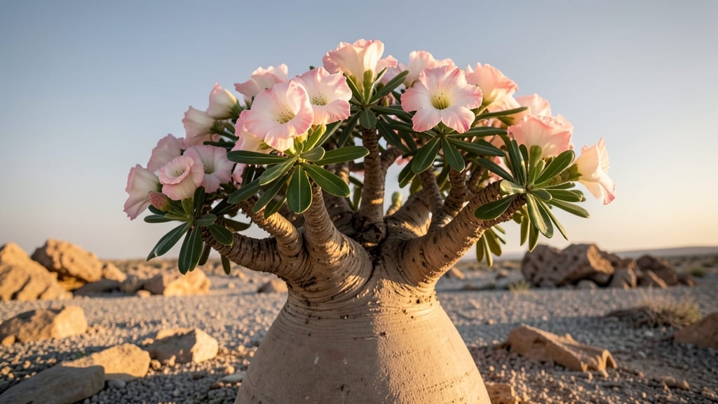 Desert Rose with Pink and White Flowers